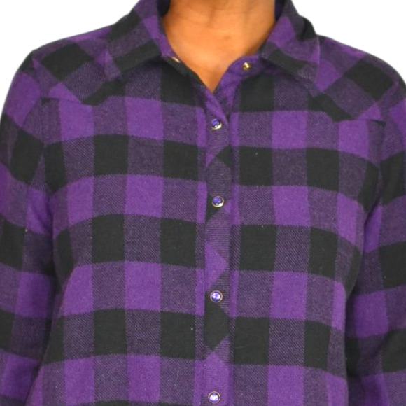 Tuckernuck Chandler Plaid Flannel Shirt Purple Aubergine Buffalo Western Medium - Picture 4 of 14